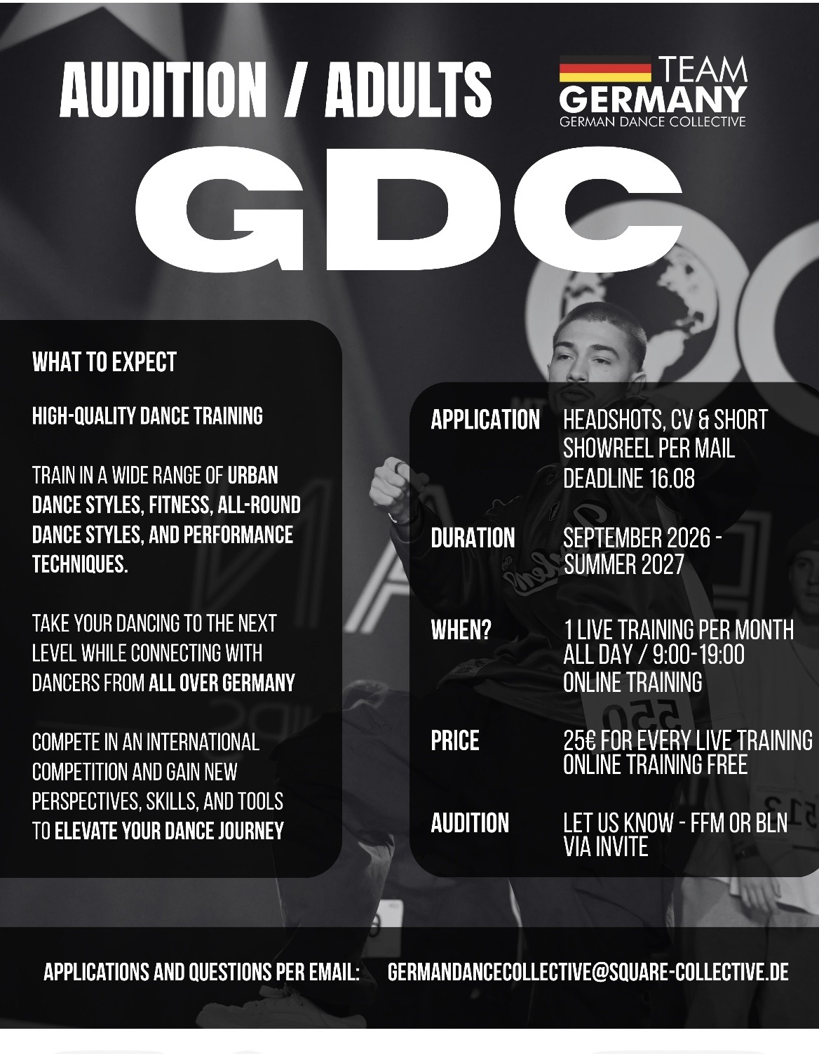 GDC Audition Infos — Bewerbung, Dauer, Training, Preis und Audition-Termine